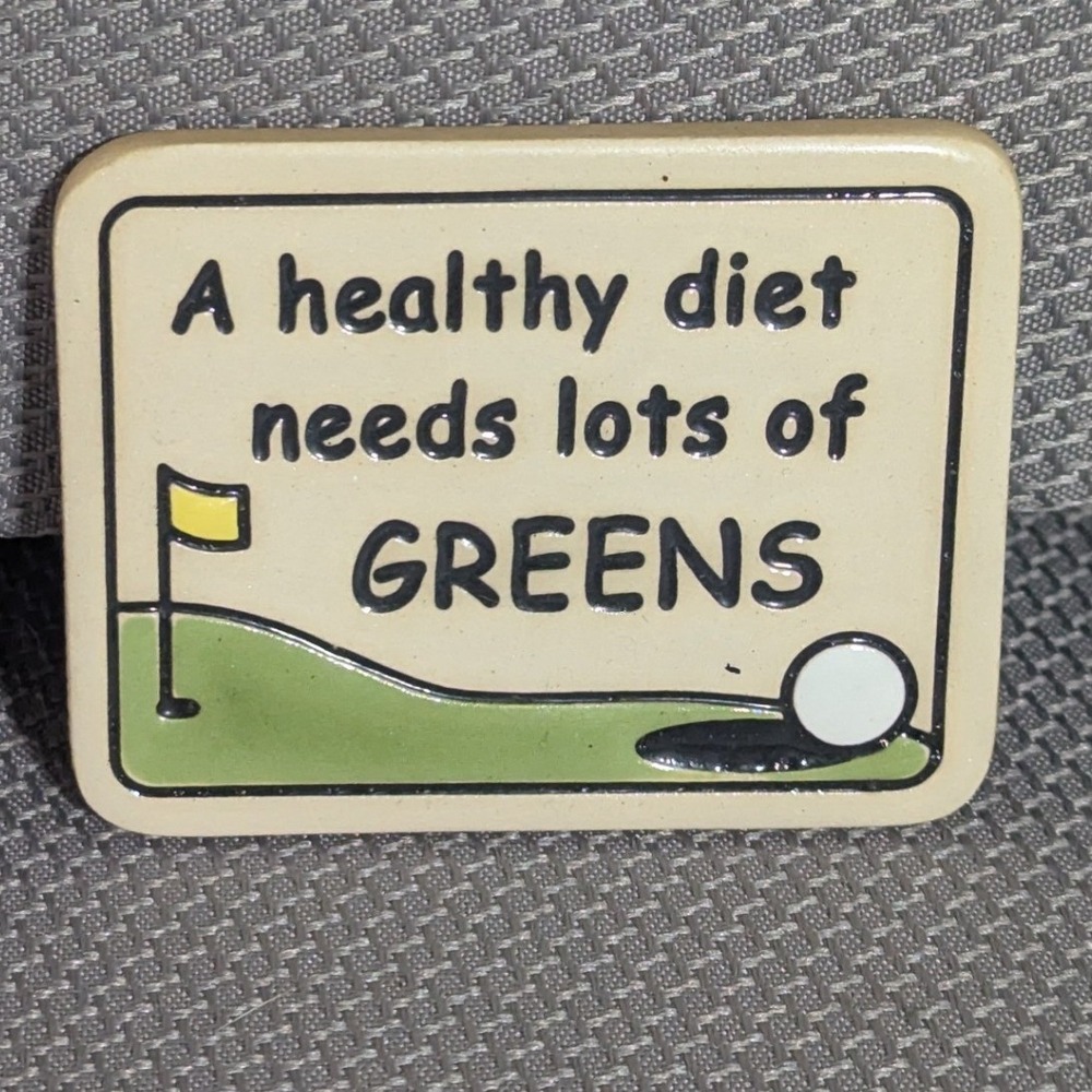 Trinity Pottery Golf Magnet "A Healthy Diet Needs Lots Of Greens" Ceramic USA